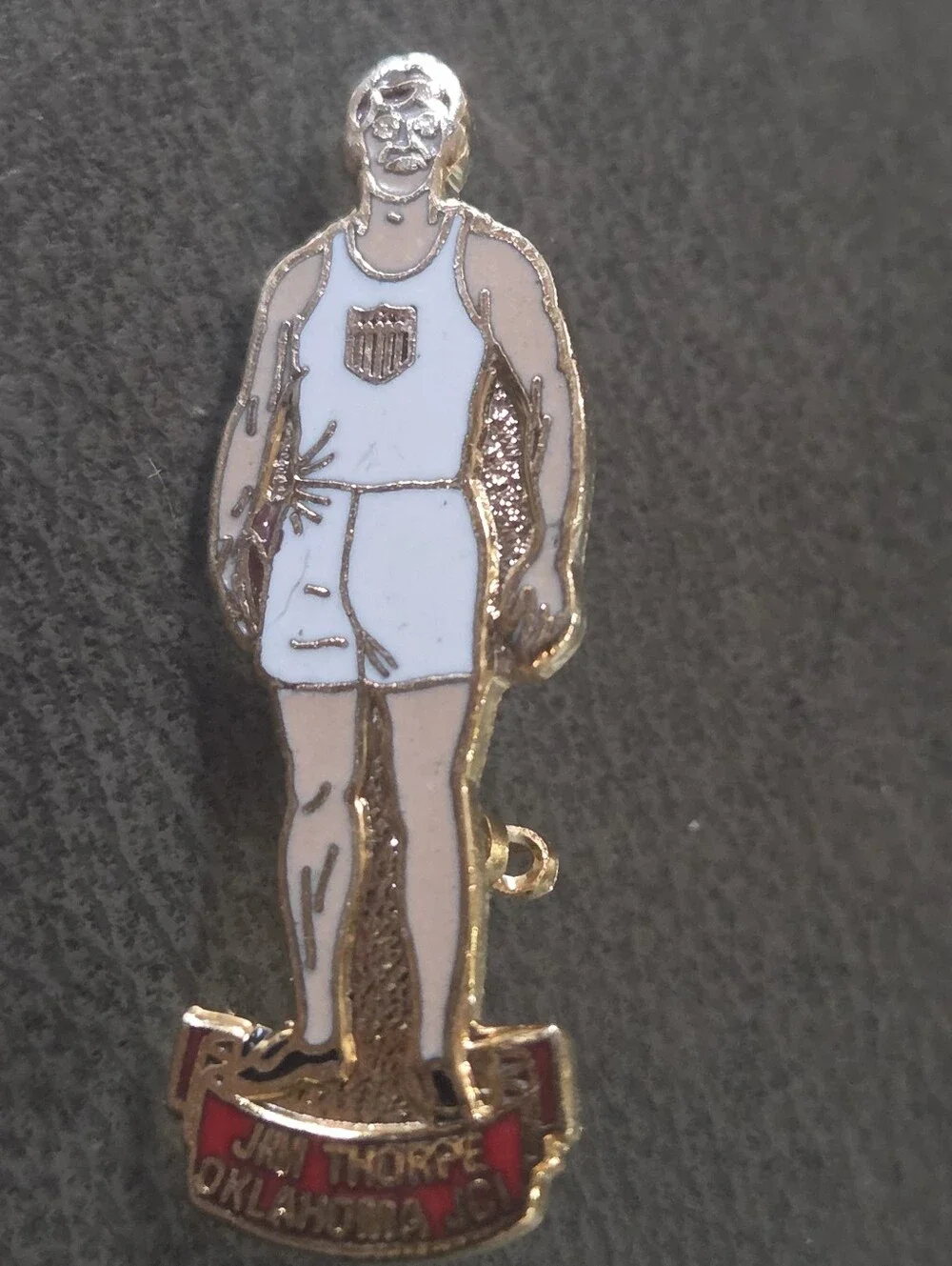 Vintage Jim Thorpe Oklahoma JCI Lapel Hat Pin Olympics